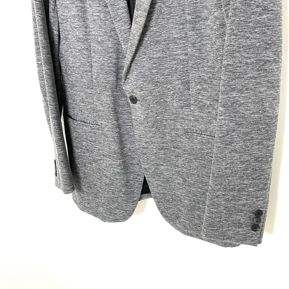 MensTheory Grey Knit Single Button Casual Blazer w Darting & Slit Pockets 46